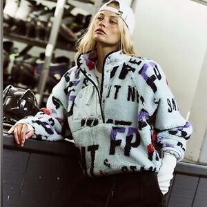 Free People Movement Hit The Slopes Printed Fleece Pullover Jacket Size M NWT